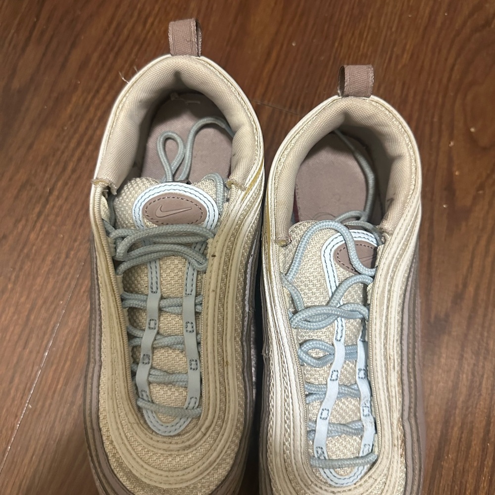 Nike Kids Beige and Light Blue Sneakers